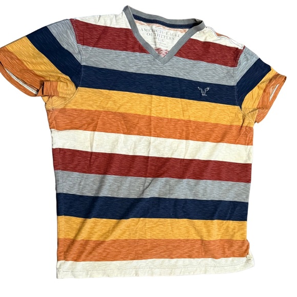 American Eagle Outfitters Other - American Eagle Outfitters Mens Y2K Striped V Neck Tee‎ Athletic Fit Large
